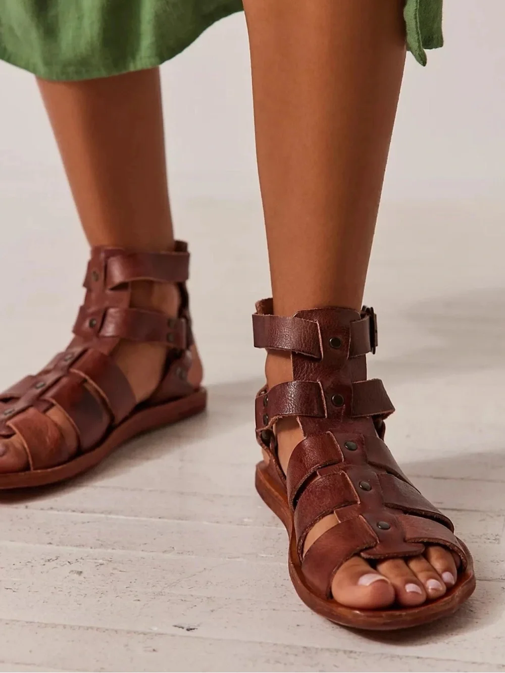 Bedstu Bed Stu Hera Gladiator Almond Rustic Strap Studded Sandals Womens 11 NEW